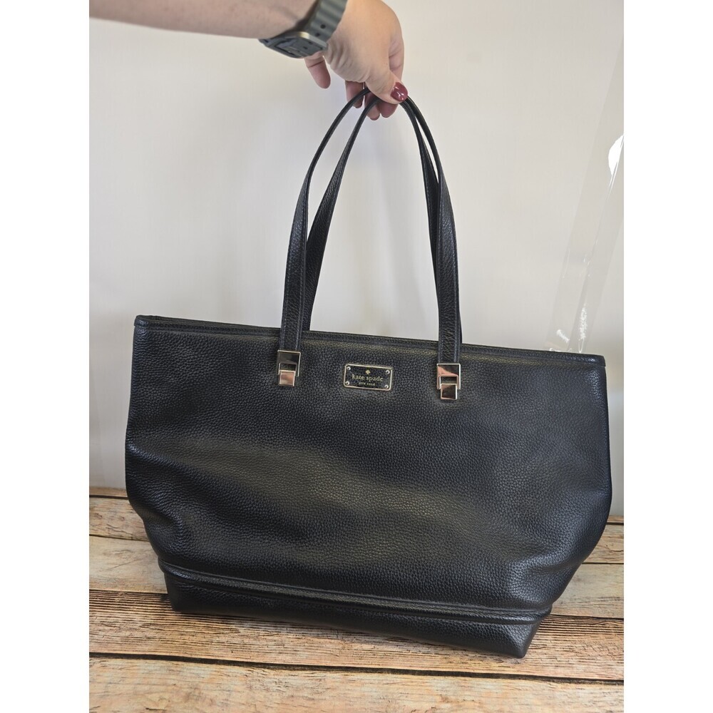 Kate Spade New York Black Pebbled Leather Open Tote Shoulder Handbag
